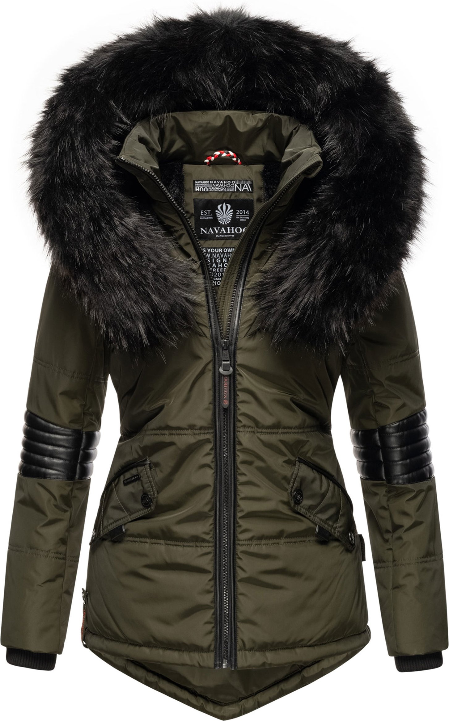 Navahoo Damen Winterjacke Nirvana – Warm, Mit Pompösem Kunstfellkragen & Teddyfellfutter