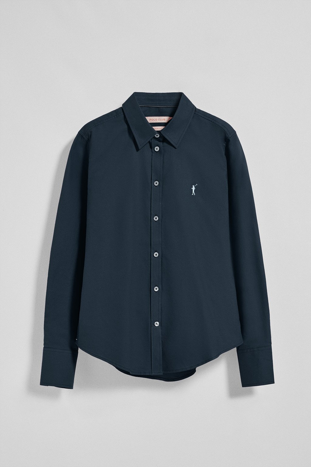 Oxford-Hemd marineblau mit Rigby Go Stickerei