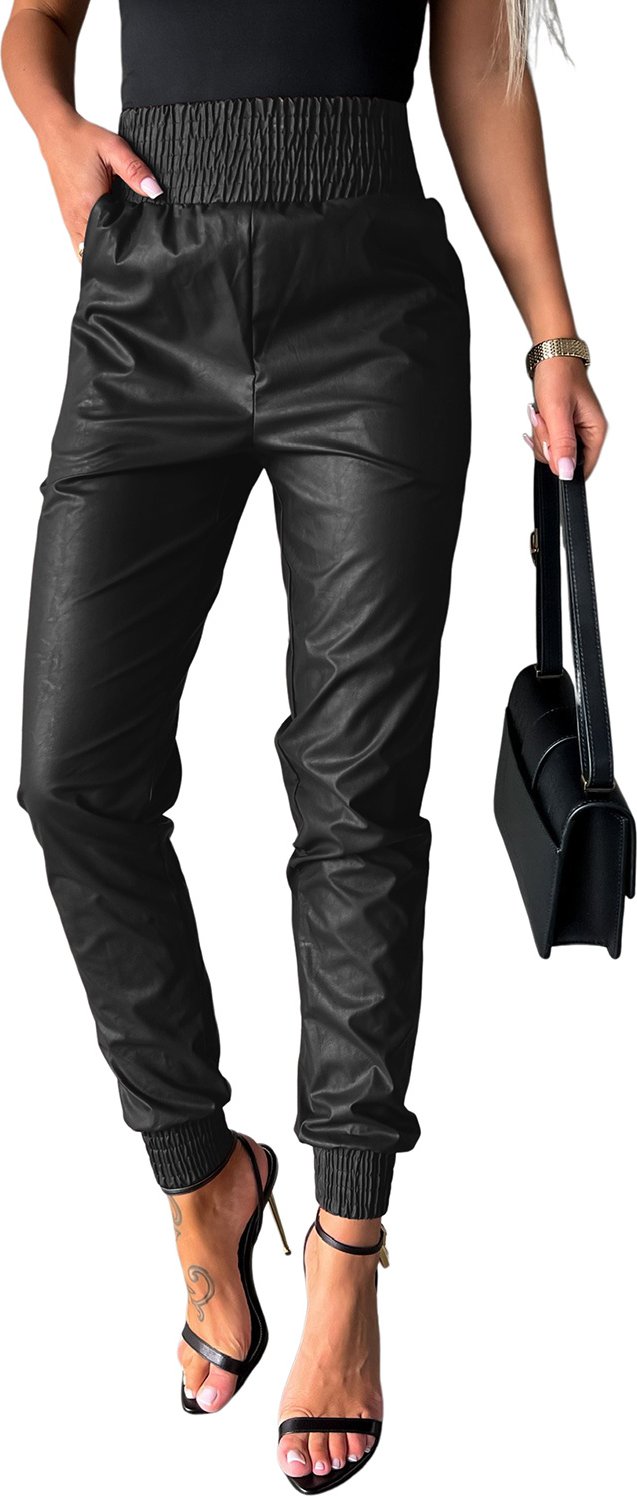 Kunstleder-Jogginghosen mit elastischem Bund