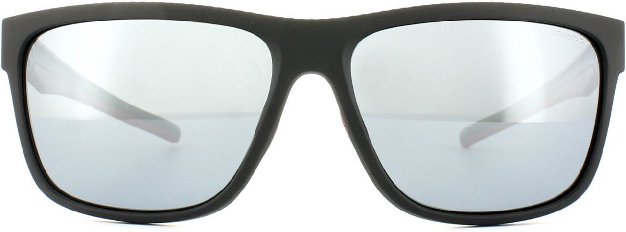 Thumbnail - Polaroid Sport Rectangle Mens Black Red Grey Silver Mirror Polarized Sonnenbrillen
