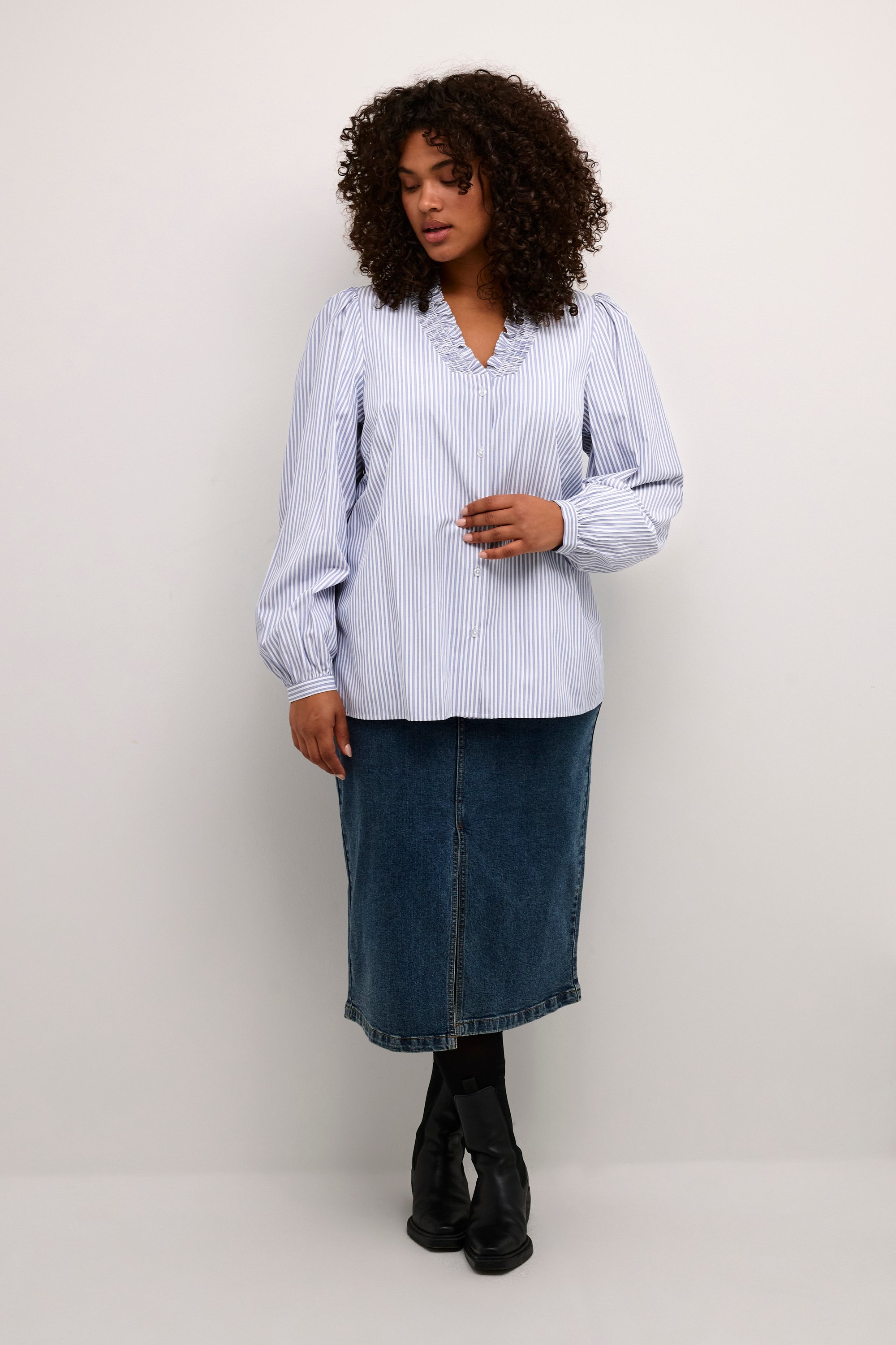 Thumbnail - Langarm - Hemd Regular fit Blue and white stripe blue white