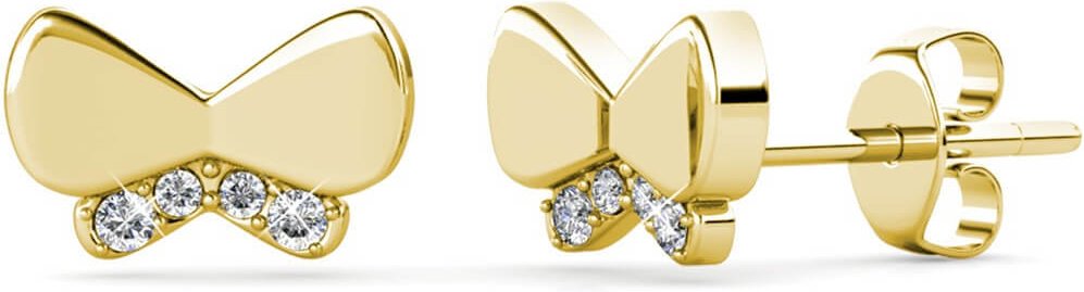 Schmetterlingsschleifen-Ohrringe - Gold und Kristall