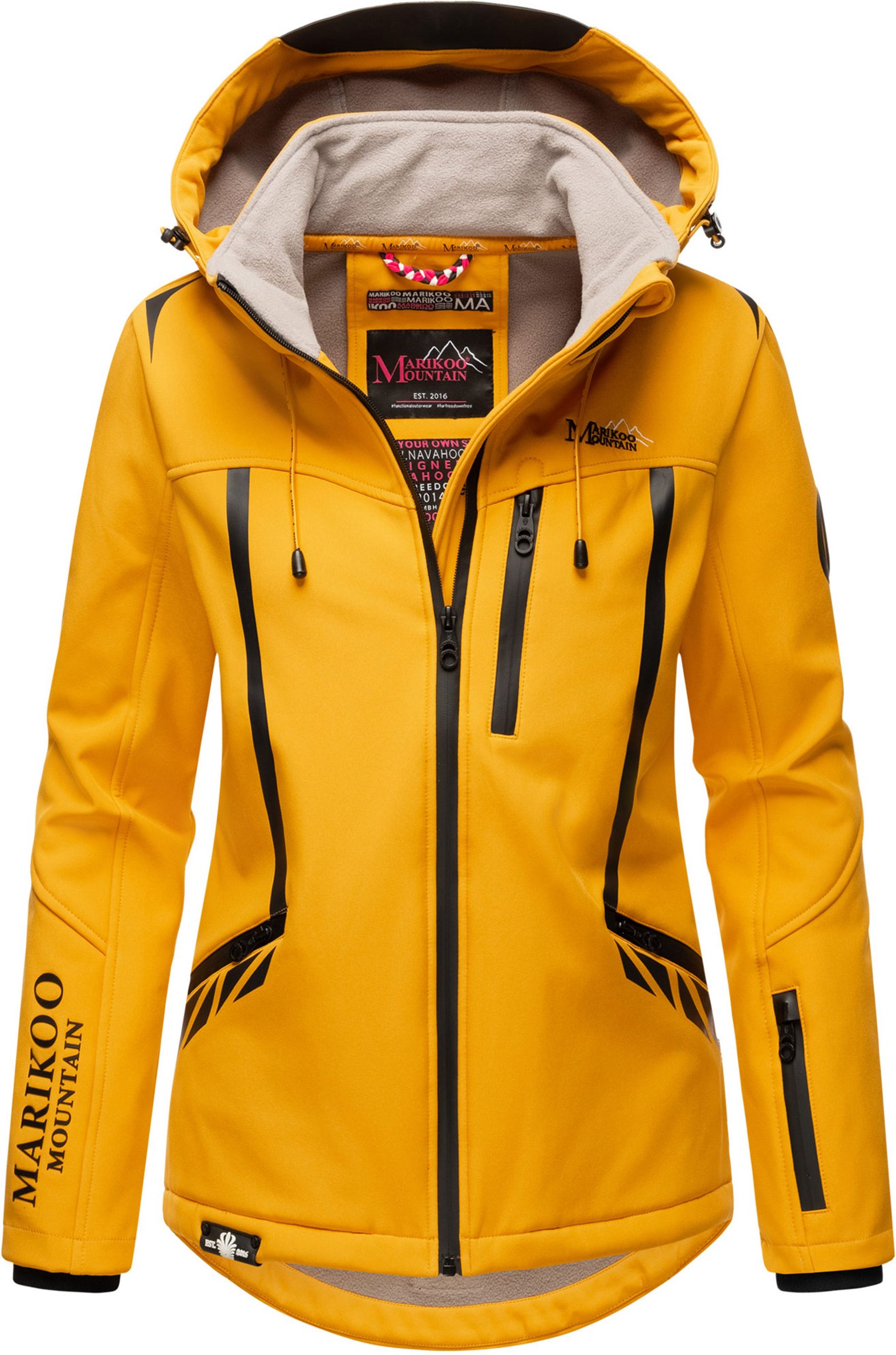 Marikoo Damen Softshelljacke – Mount-Cho-Oyu mit abnehmbarer Kapuze