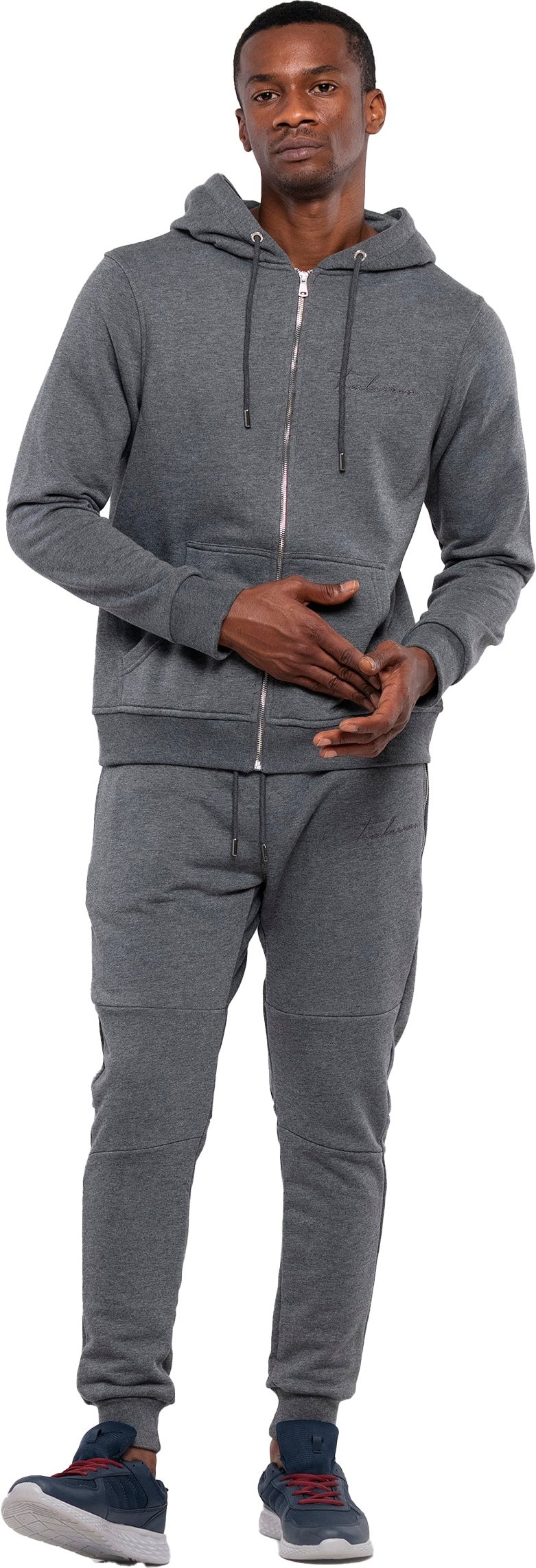 Tom Barron Herren Lässiger Trainingsanzug-Set mit durchgehendem Reißverschluss