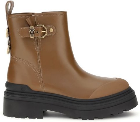 Schnallen-Lederstiefeletten