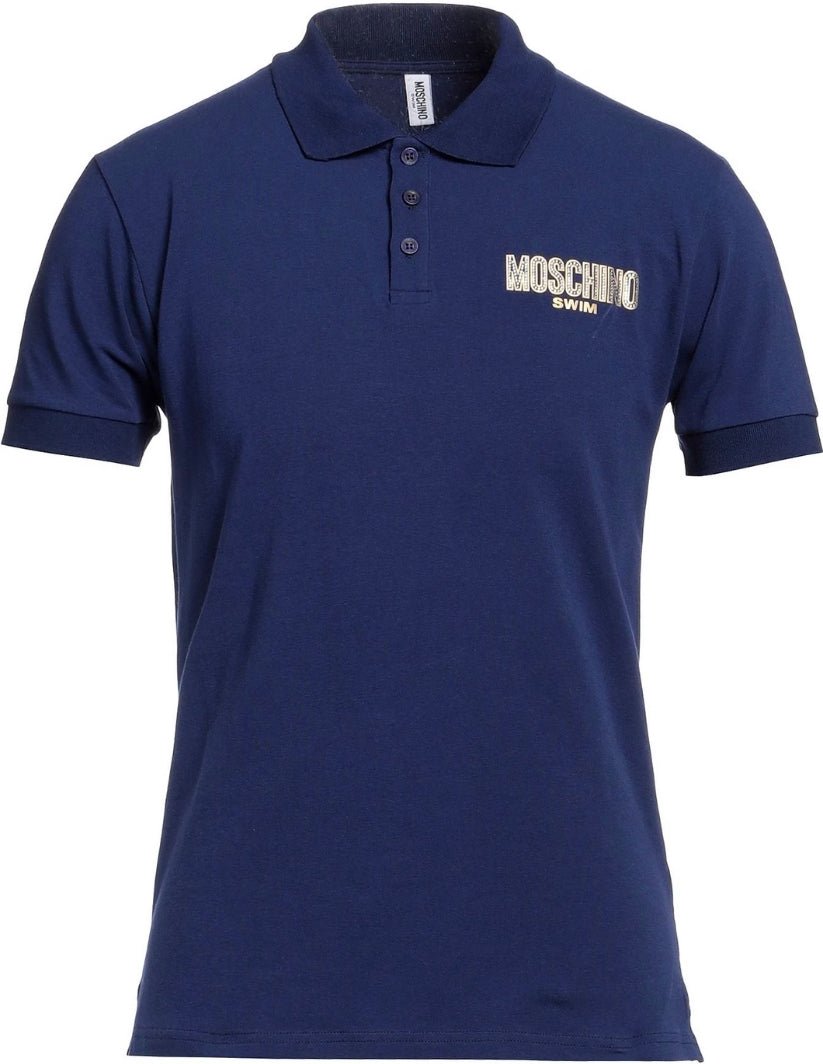 Marineblaues Poloshirt mit Moschino Swim Logo