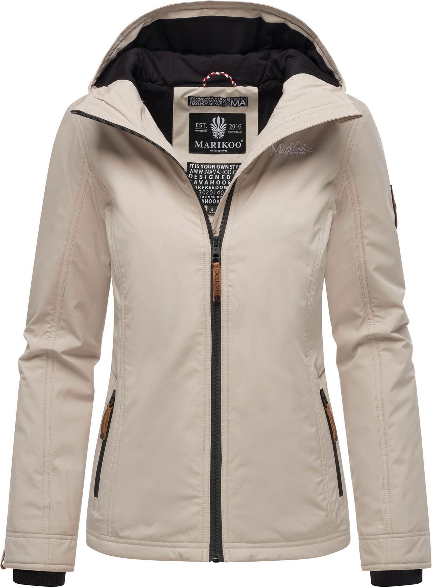 Marikoo Damen Übergangsjacke leichte wind- und wasserabweisende Jacke mit Kapuze Bone