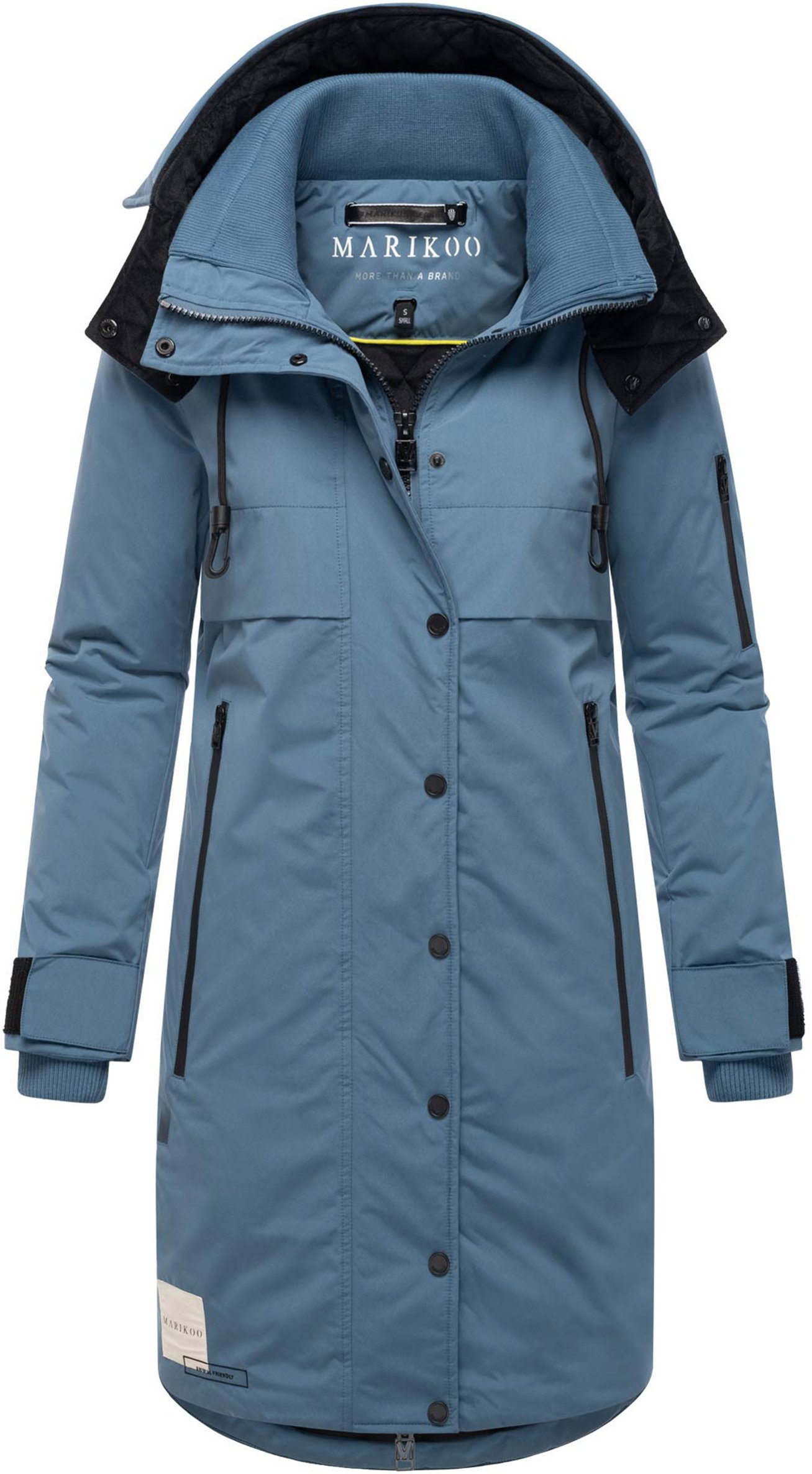 Marikoo Damen Wintermantel mit Kapuze & Taillierungsband – Anoukaa