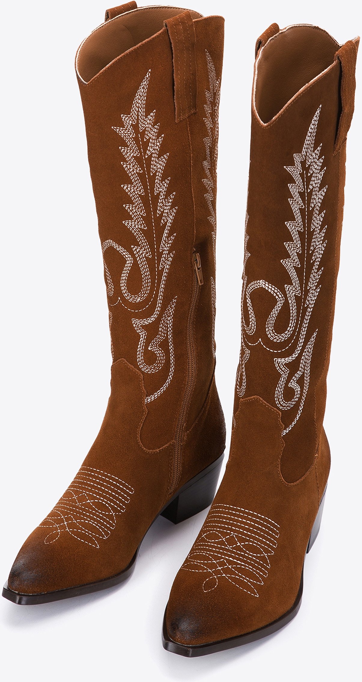 Wittchen Damen-Cowboystiefel aus Wildleder mit Stickerei, hoher Schaft