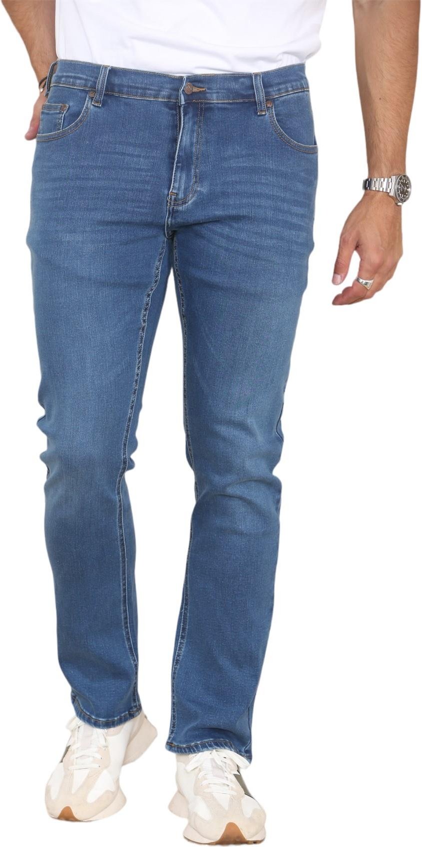 MYT Herren-Jeans mit geradem Bein, Hyper-Stretch-Denim in Blau