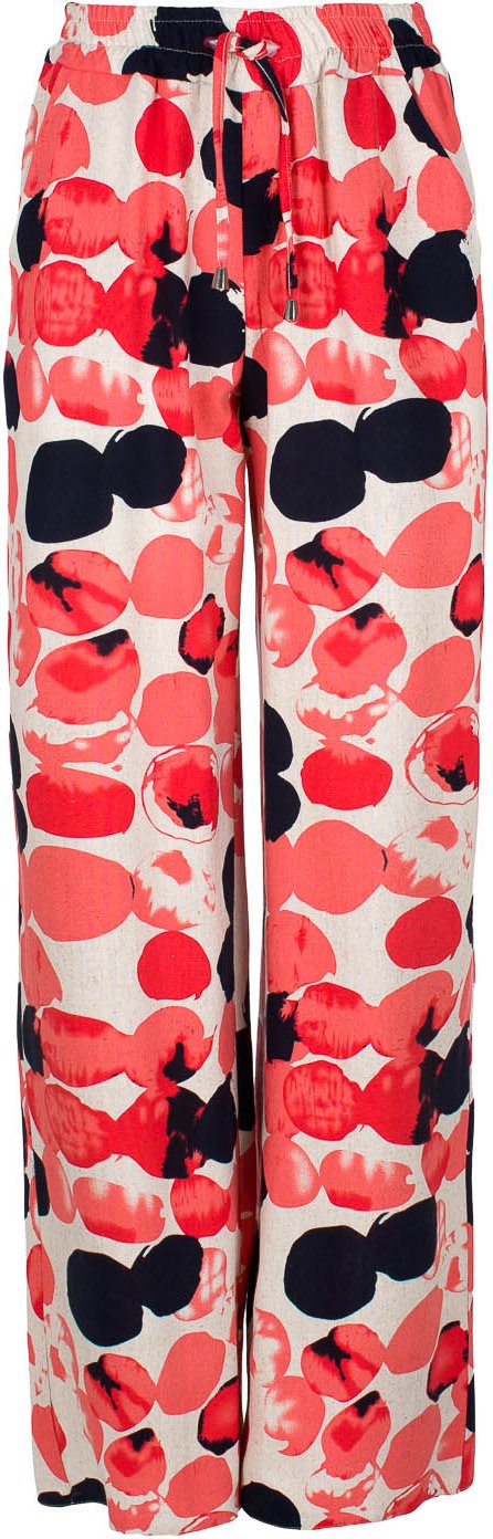 Aprikosenfarbene Leinenhosen mit weitem Bein