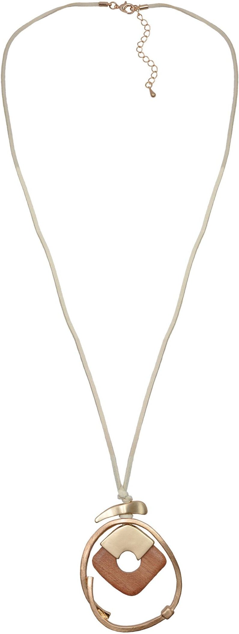 Steuer Modeschmuck Anhänger mit Kette Metall gelb Holz