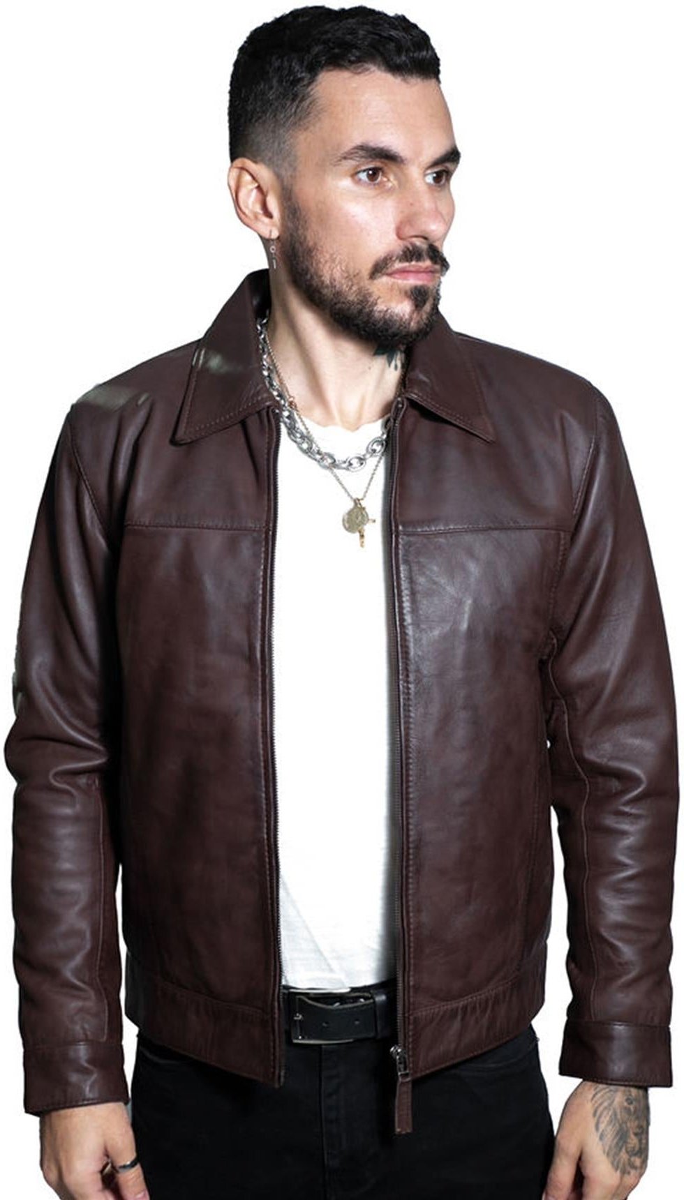 Thumbnail - Herren Leder Harrington Jacke-Shanghai
