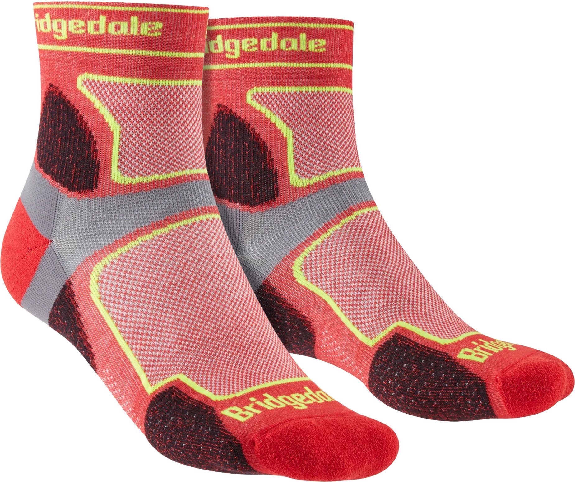 Bridgedale - Herren Trail Running Ultraleicht T2 Coolmax Sport 3/4 Crew Socken - Rot