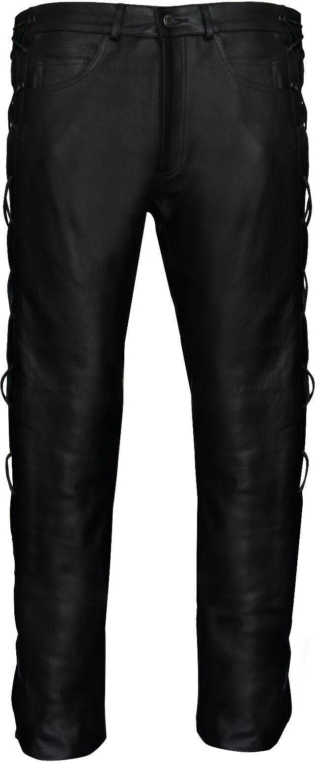 Herren Biker-Jeans aus Leder mit Schnürung – Utah
