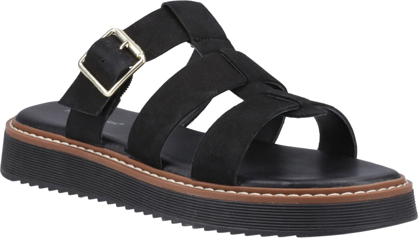 Thumbnail - Hush Puppies Celeste Slide Damen Sandalen Aus Schwarzem Leder