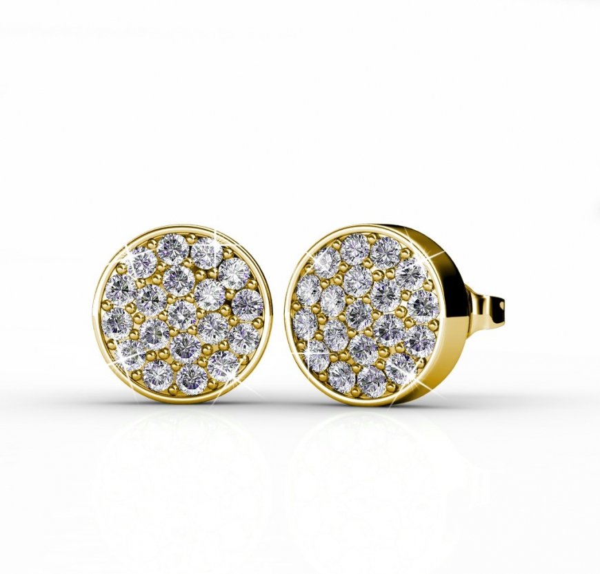 Runde Ohrringe - Gold und Kristall