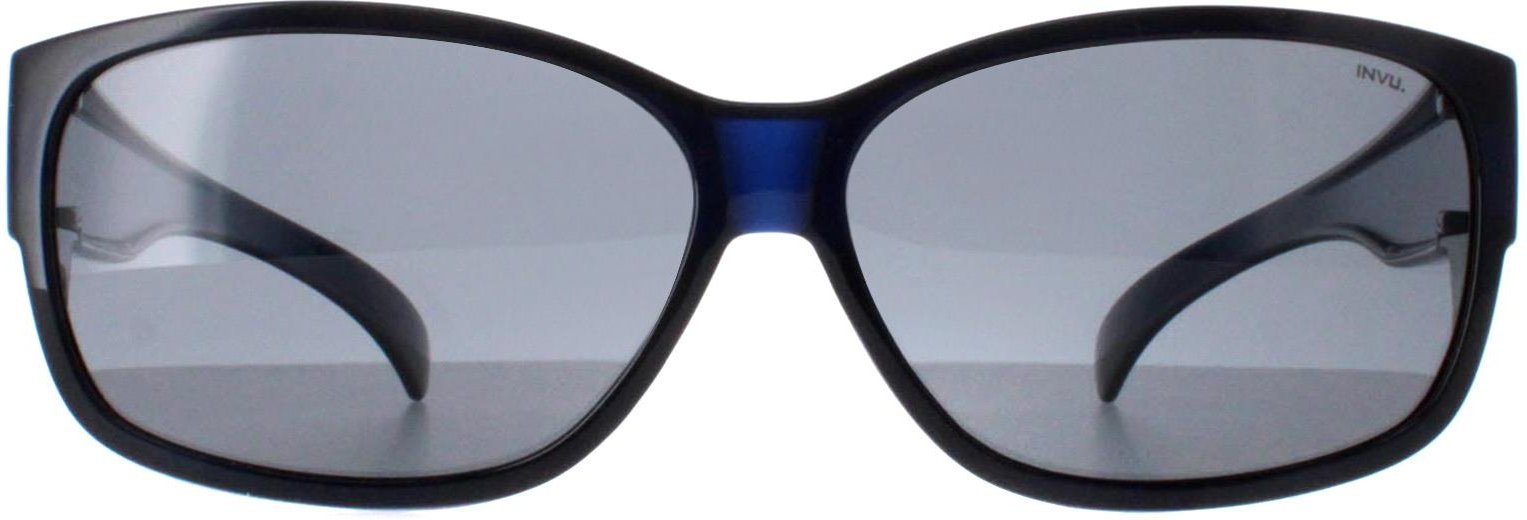 Thumbnail - INVU Rectangle Unisex Transparent Blau Blau Polarisiert E2401