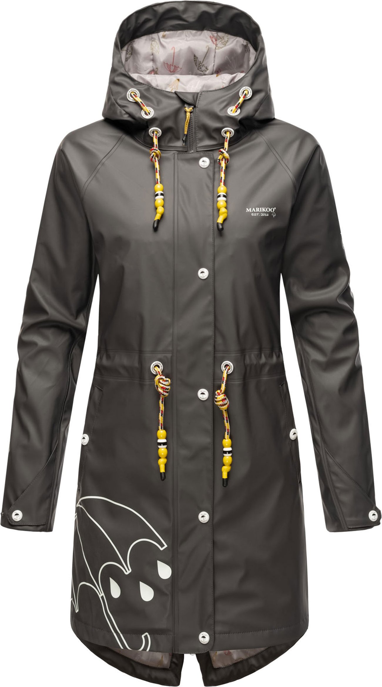 Marikoo Damen Regenjacke – Dancing Umbrella, wasserdicht mit Kapuze