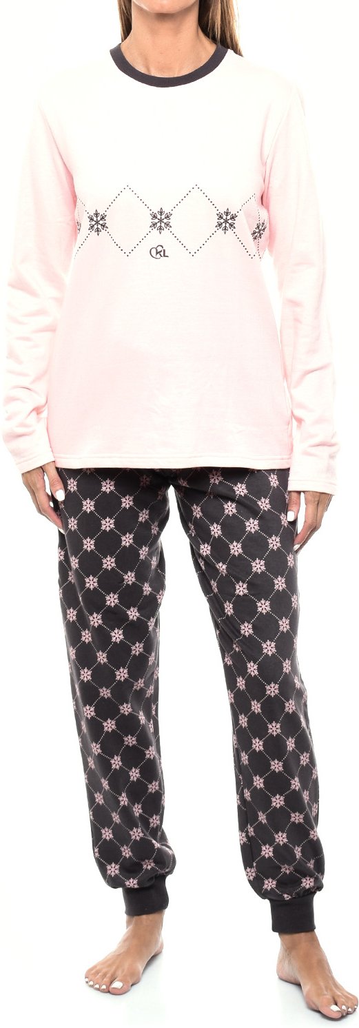 KLP2 Damen-Winterpyjama mit langen Ärmeln und Plüsch