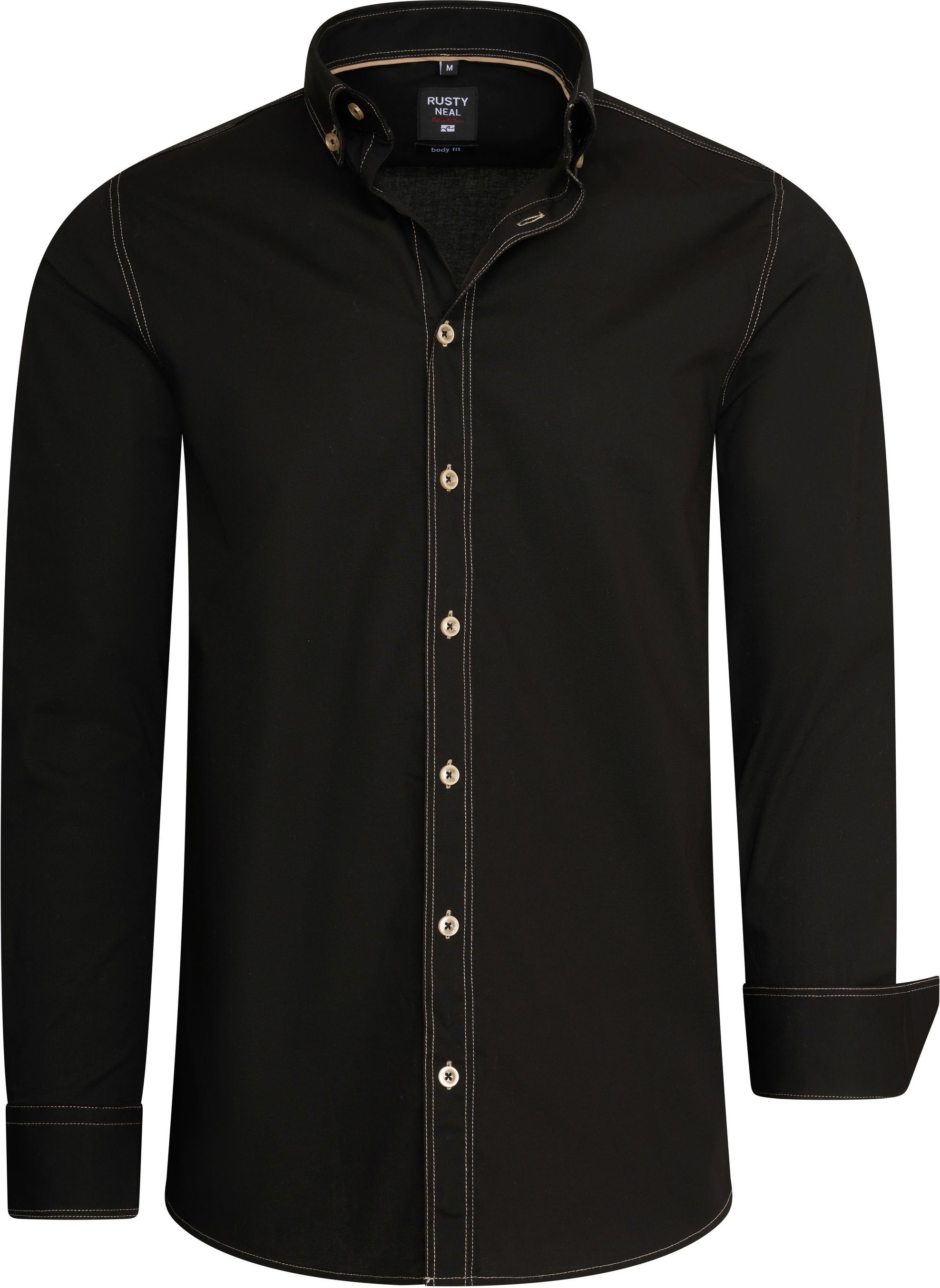 Langarm Slim Fit Hemd mit Kontrast-Naht