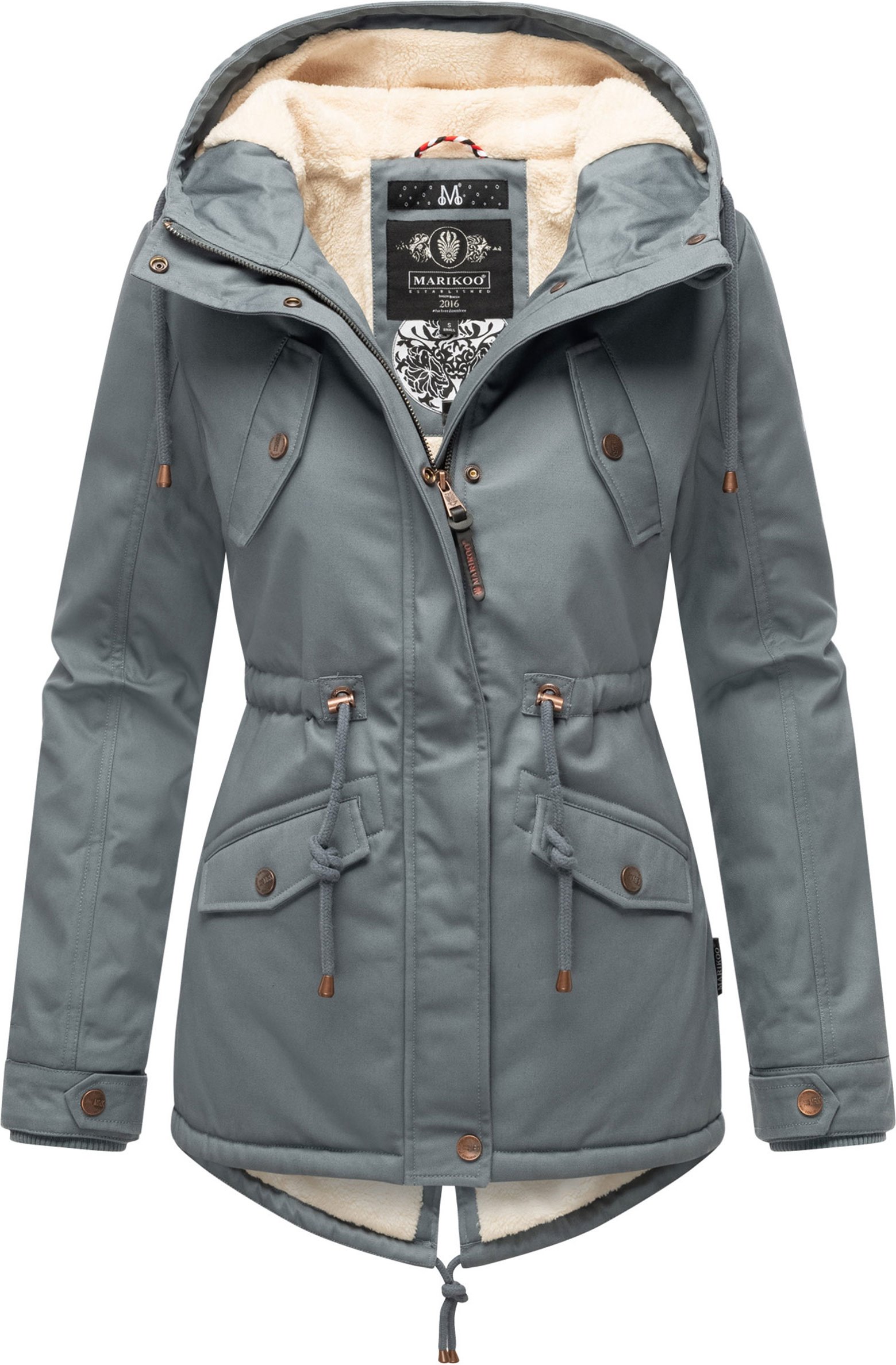 Marikoo Damen Winterjacke Manolya mit Teddyfellfutter & Baumwoll-Obermaterial
