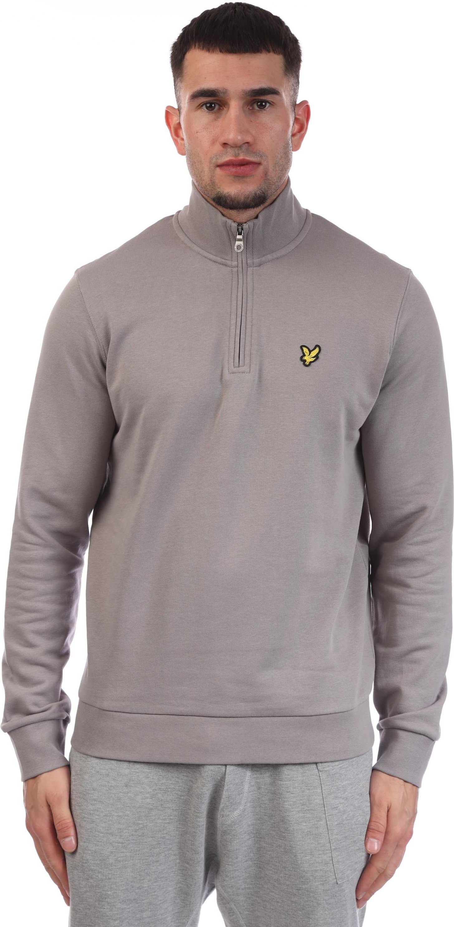 Lyle & Scott - mit kurzem Reißverschluss Sweatshirt für Herren Loopback (Hellgrau)