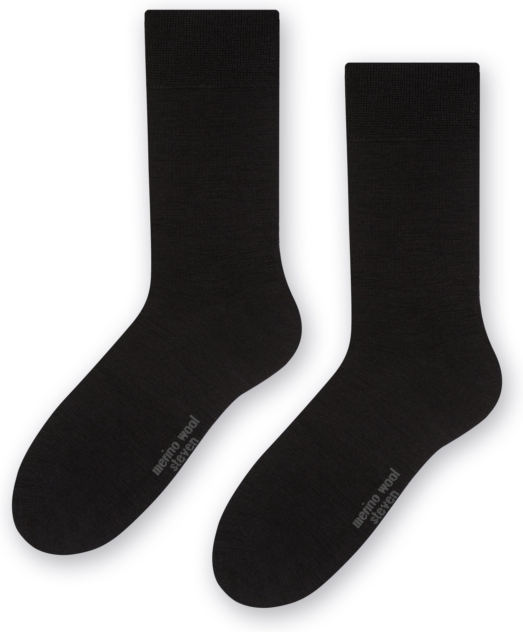 Thumbnail - Herren Merinowolle Socken | Steven | Warm gestrickte gerippte Kleid Socken - schwarz