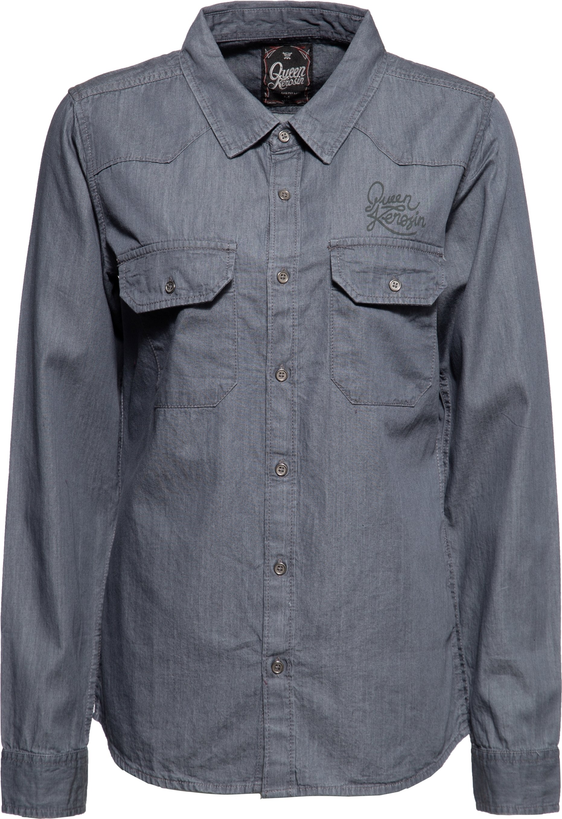 Queen Kerosin Damen Baumwollbluse grau
