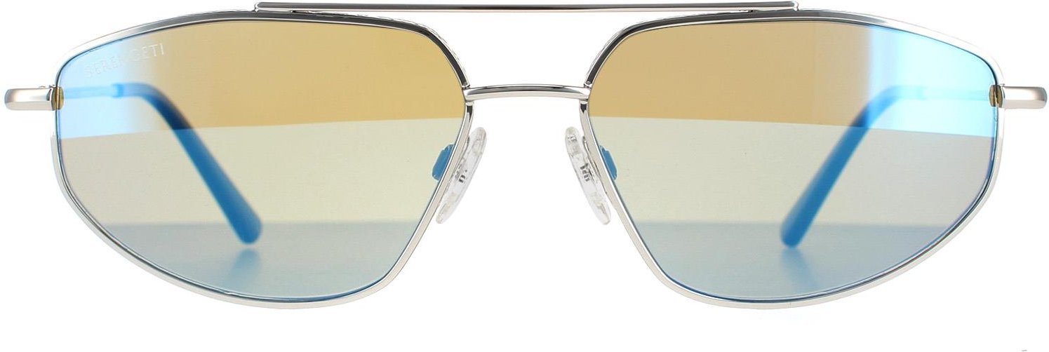 Serengeti Rectangle Herren Glänzend Silber Mineral Polarisiert 555nm Blau Marlon