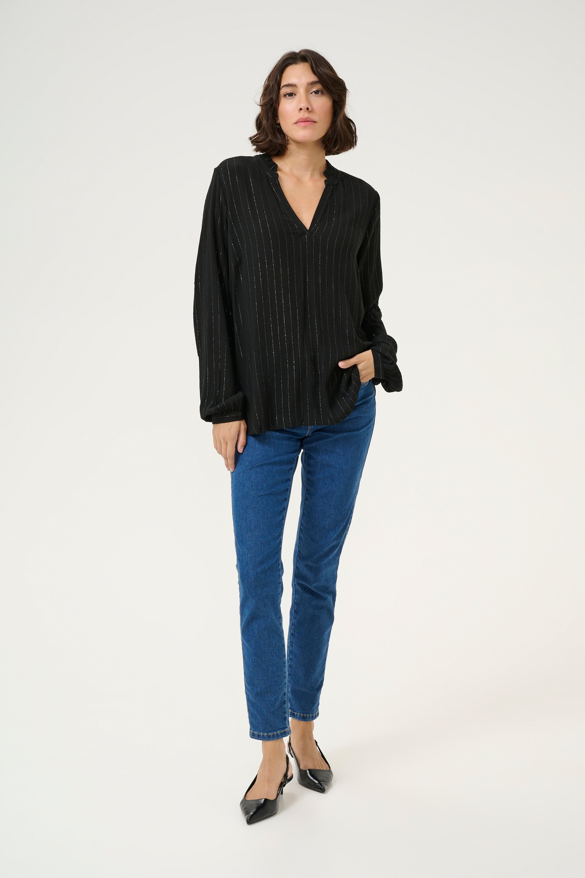 Langarm-Bluse Regular fit Black