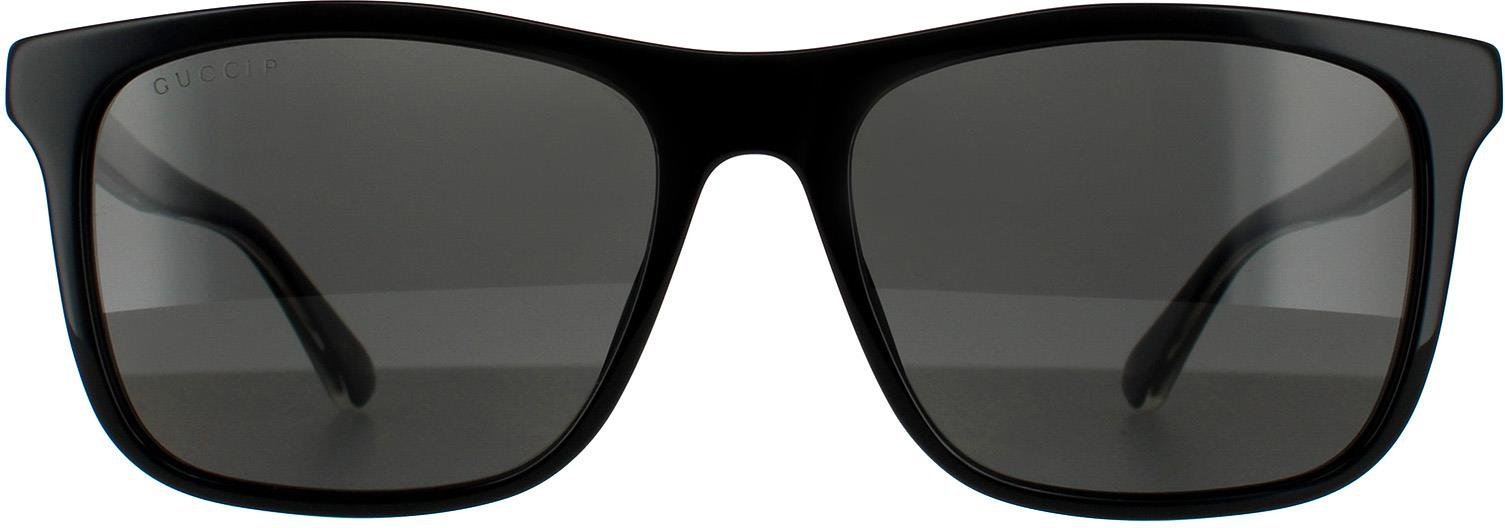 Thumbnail - Gucci Rectangle Mens Black Grey Polarized Sonnenbrille
