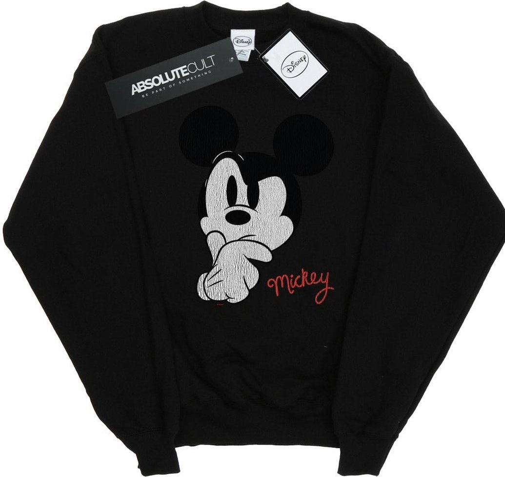 Disney - "Mickey Mouse Distressed Ponder" Sweatshirt für Damen (Schwarz)