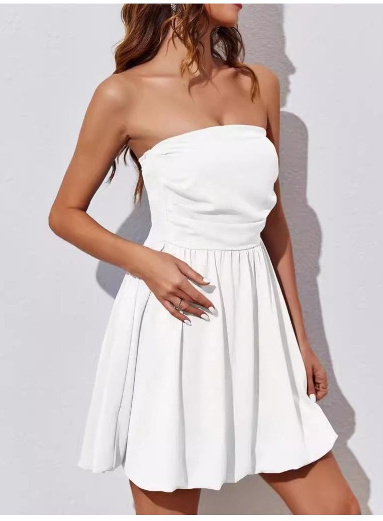 Damen Rüschentube Mini Kleid