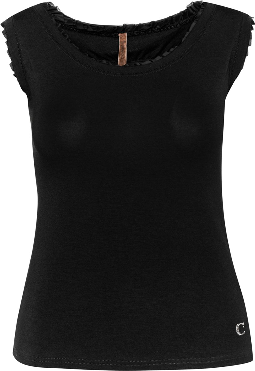 Rohe Kante Detail Conquista Fashion Top in Schwarz