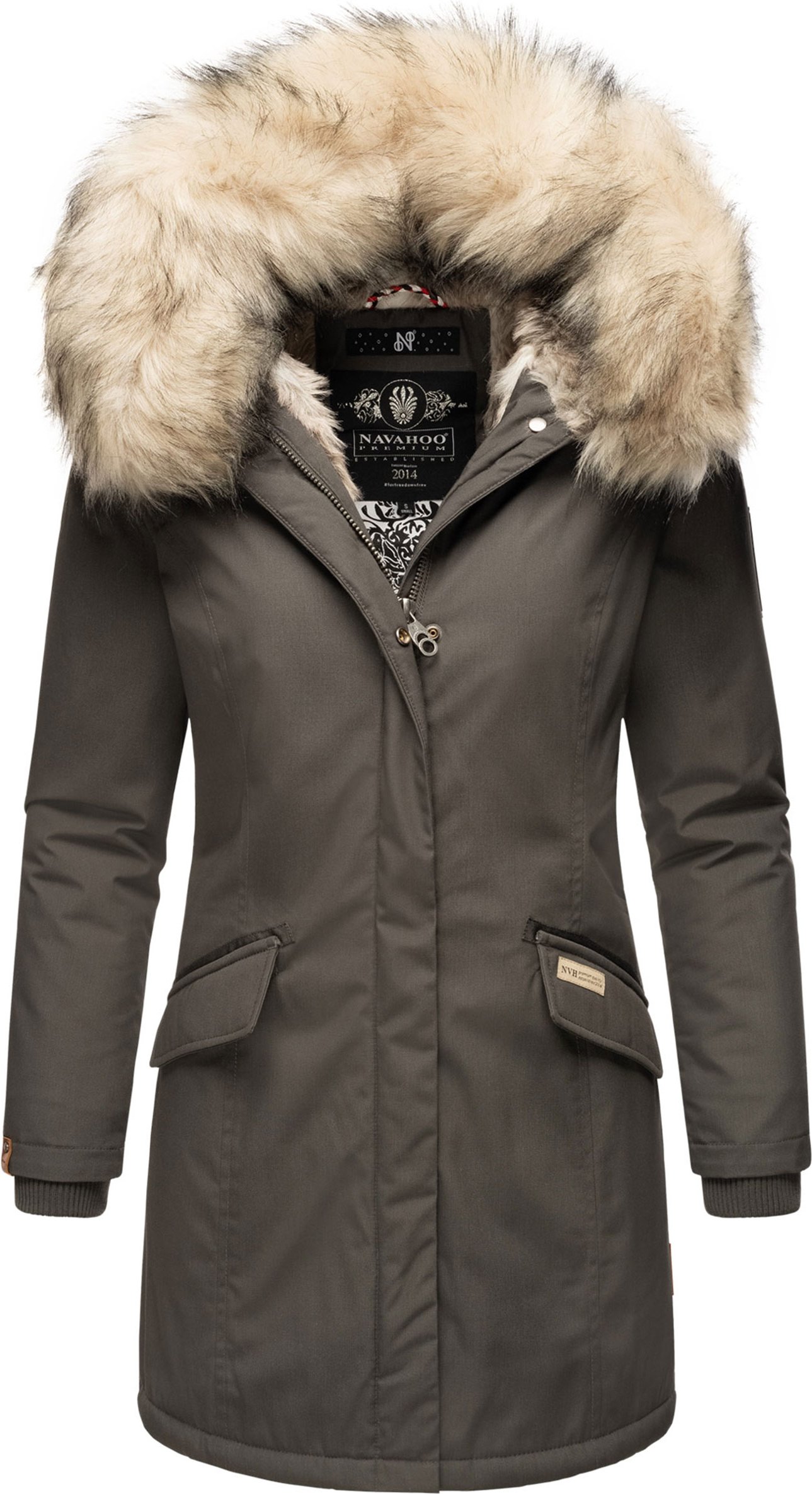 Navahoo Damen Winter Parka Cristal – Premium Kollektion mit Abnehmbarem Kunstfellkragen