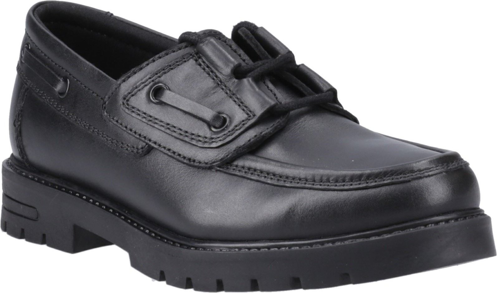 Hush Puppies Lucy Mädchenschwarze Bootsschuhe Aus Leder