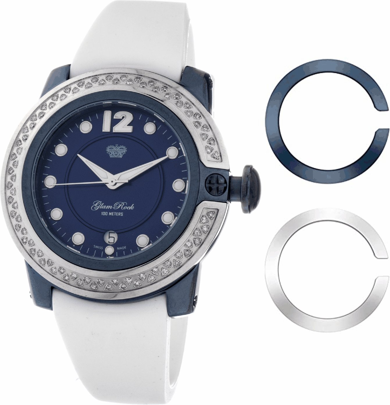 Glam Rock Damenuhr Quartz Silber Blau