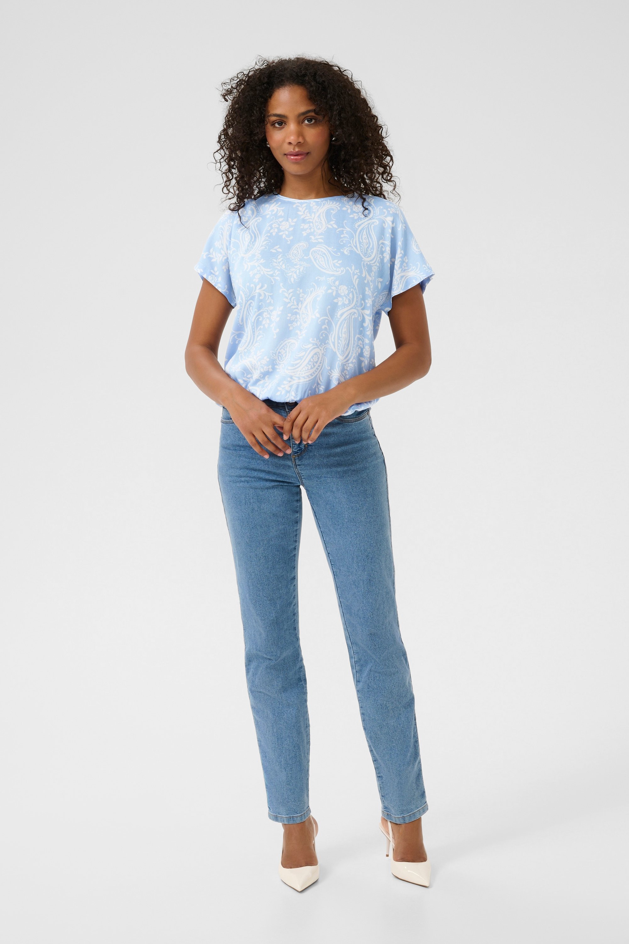 Kurzarm-Bluse KAbeathe Loose fit blue