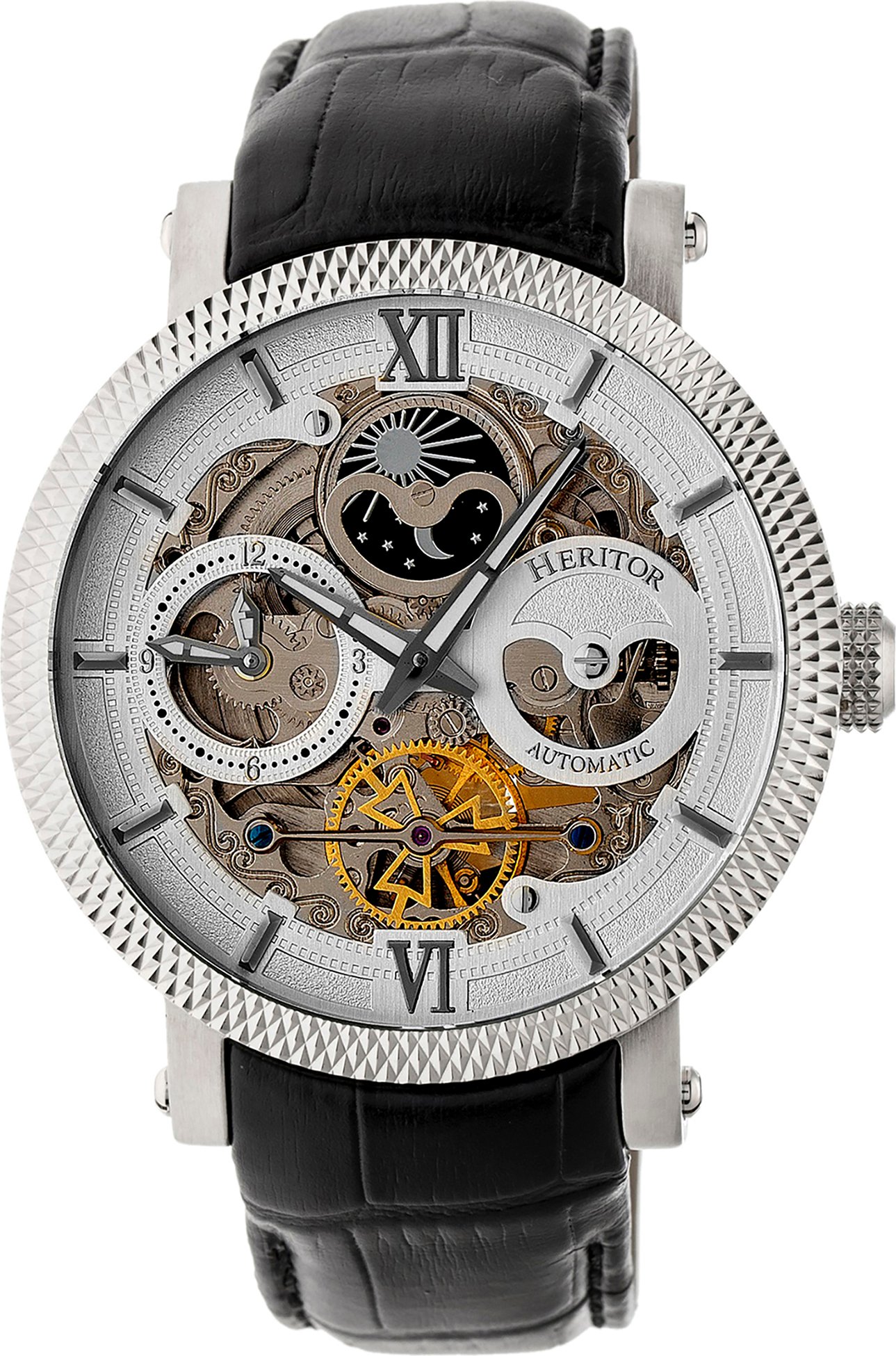 Heritor Automatik Widder Skelett-Lederbanduhr