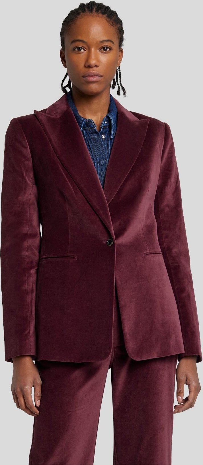 Damen Velvet Blazer Jacket