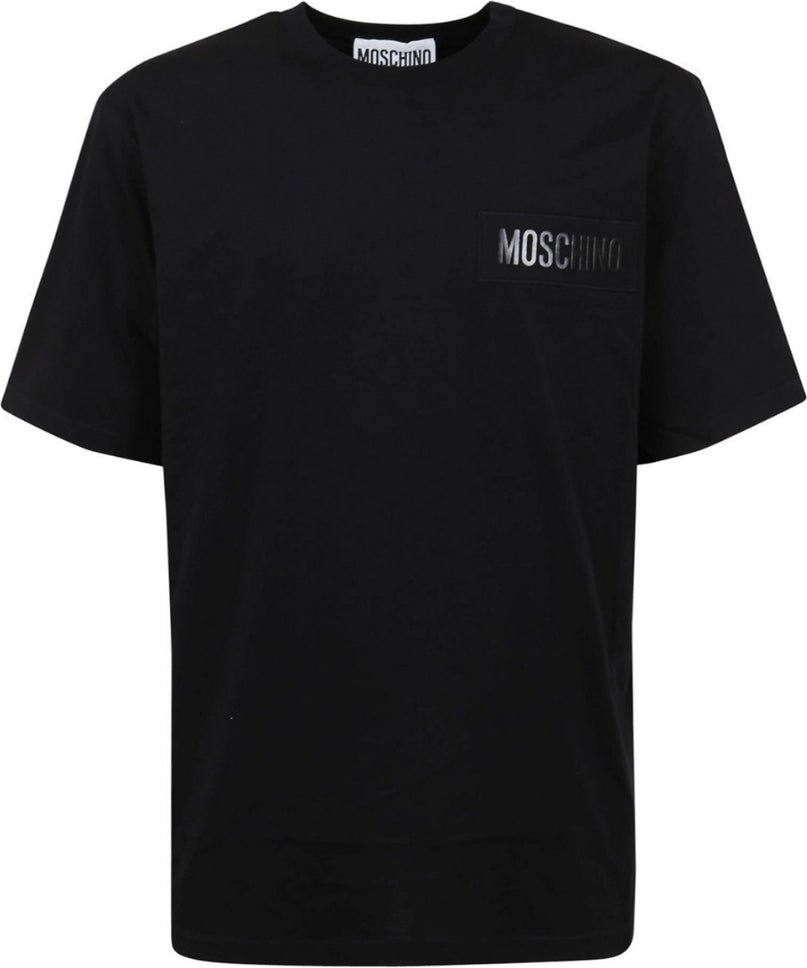 Schwarzes T-shirt Mit Moschino-logo-patch