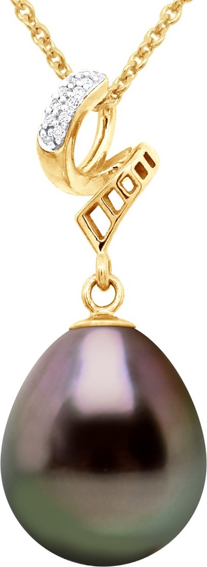 Anhänger Volute Gelbgold - Echte Tahiti-Zuchtperle Birne 11-12 mm