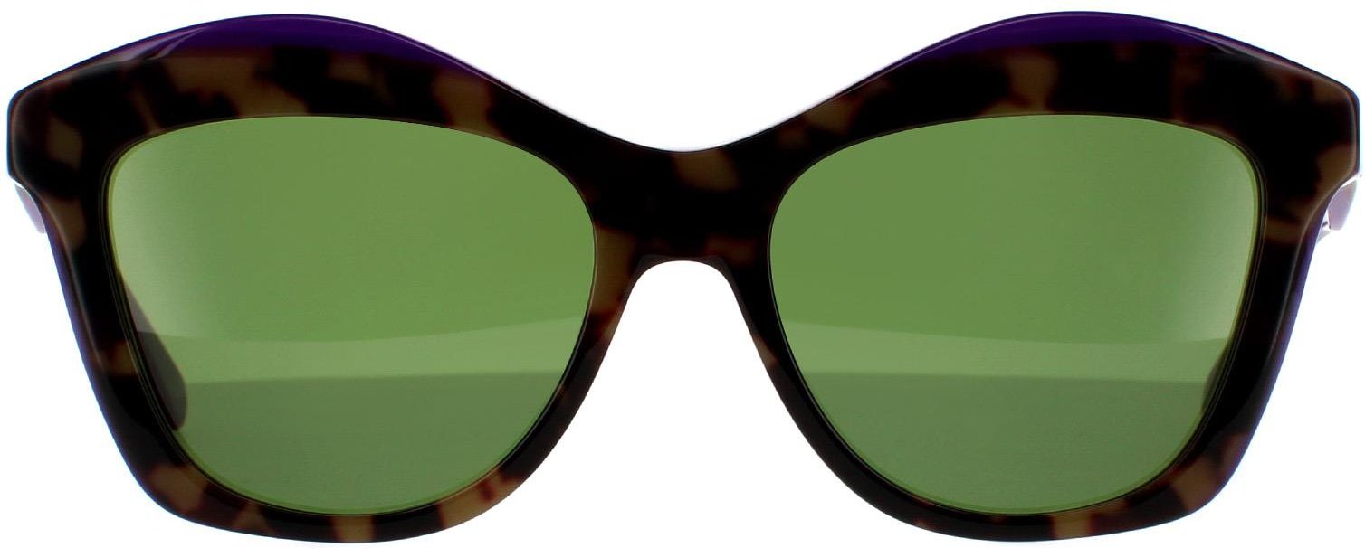 Salvatore Ferragamo Square Damen Havanna Vintage Violett Grün Sonnenbrille