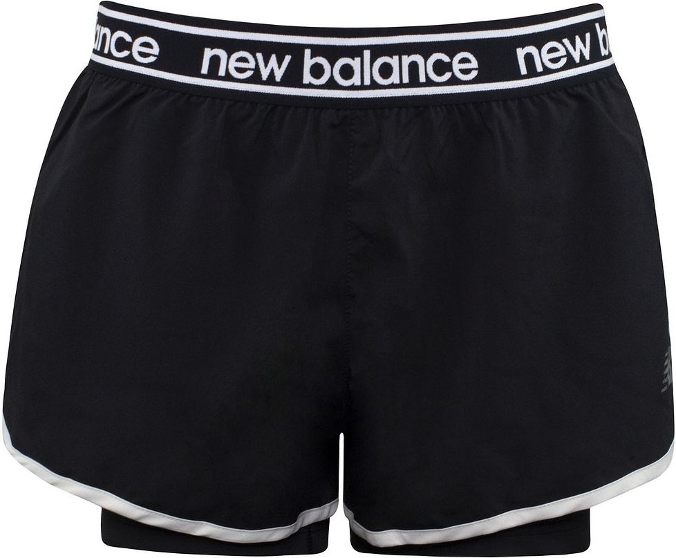 Neues Balance -Logo schwarzer Stretch Taille Womens unerbittlich 2in1 Shorts WS01177 Bk