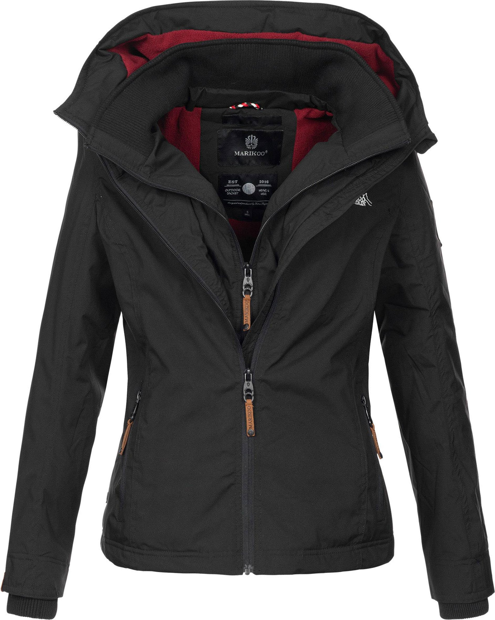 Marikoo Damen Übergangsjacke Erdbeere mit Doppelkragen & Fleece-Innenfutter