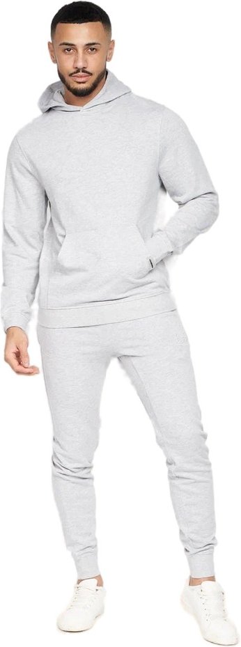 Crosshatch - "Emmon" Hoodie und Jogginghosen-Set für Herren (Grau meliert)