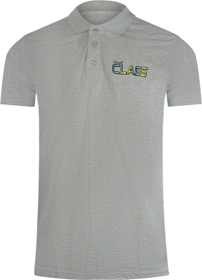 Cavalli Class - Graues Poloshirt Mit Leuchtendem Blumenlogo
