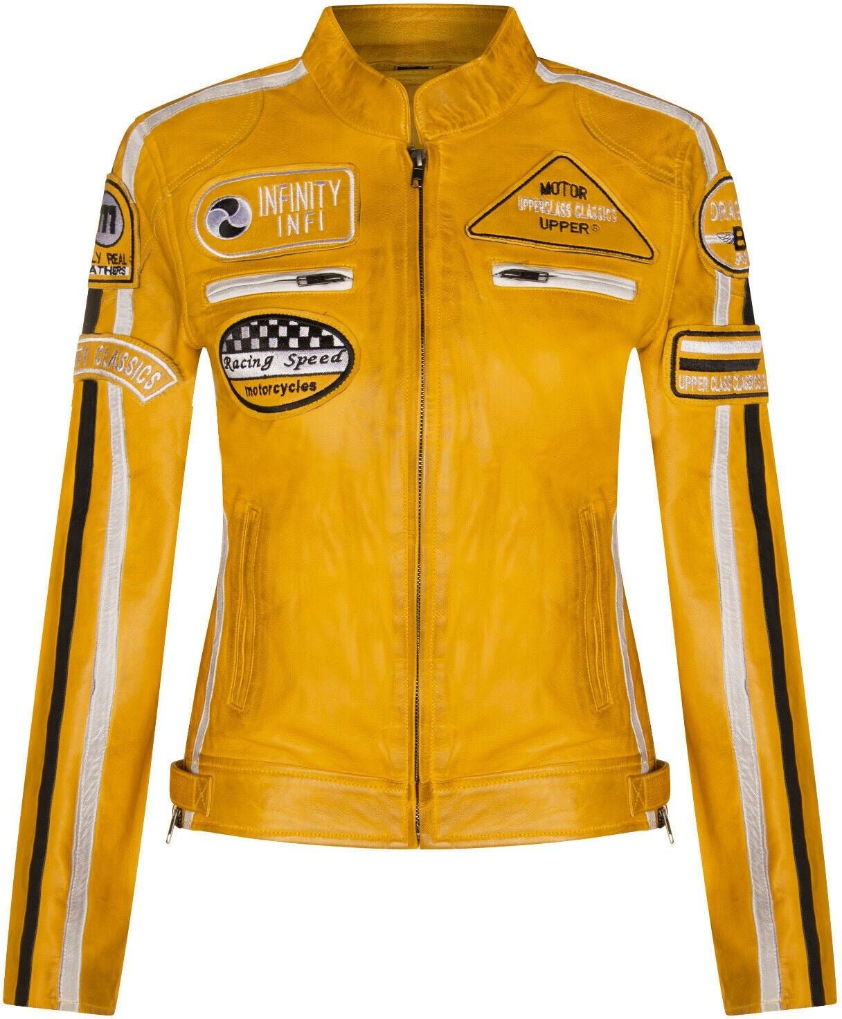 Damen-Lederjacke mit Biker-Rennabzeichen-Agadir