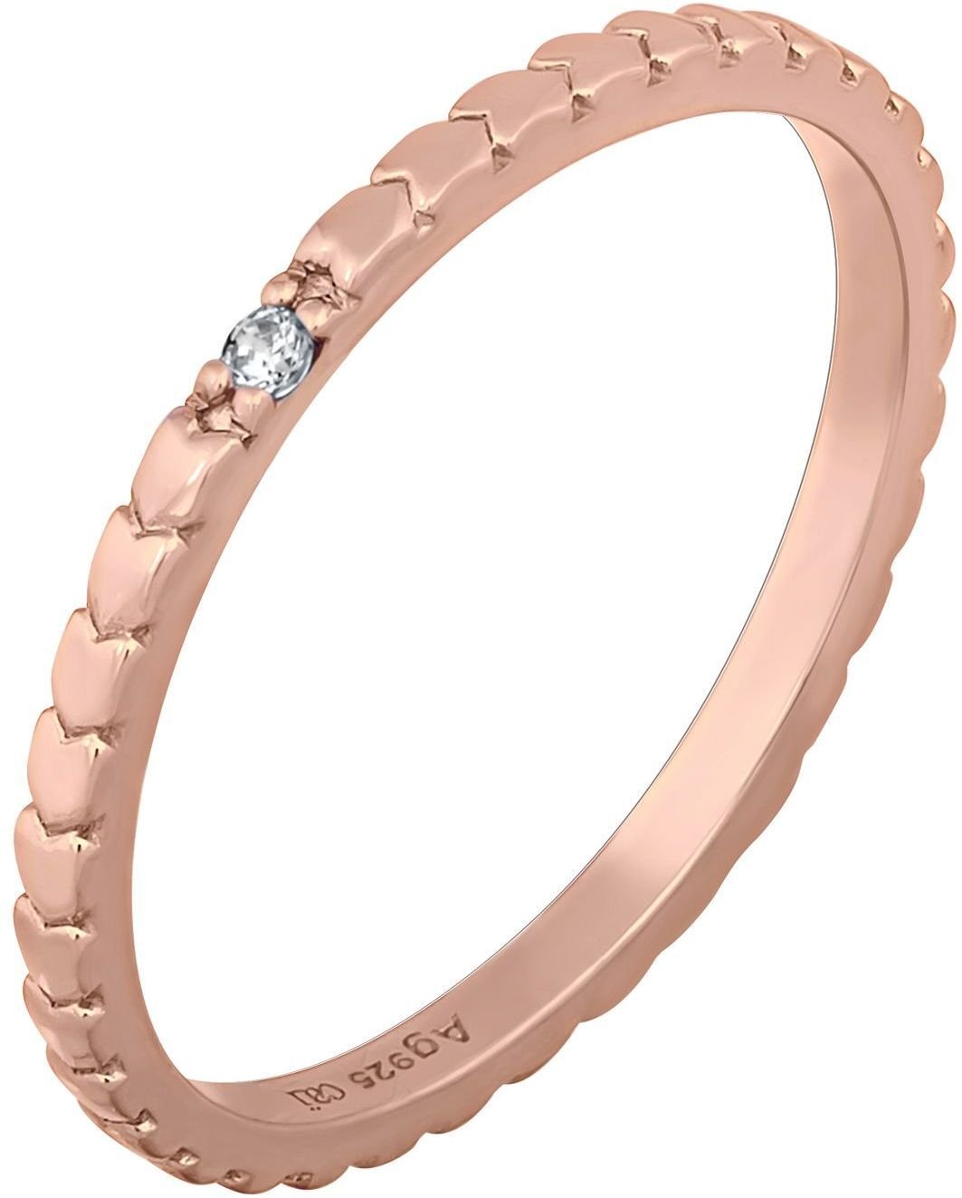 cai Ring 925/- Sterling Silber rosévergoldet Herzen Zirkonia Stacking